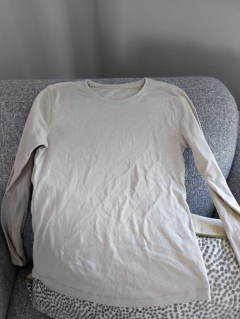 Youth Crewneck Long SLeeve top with Studded Trim